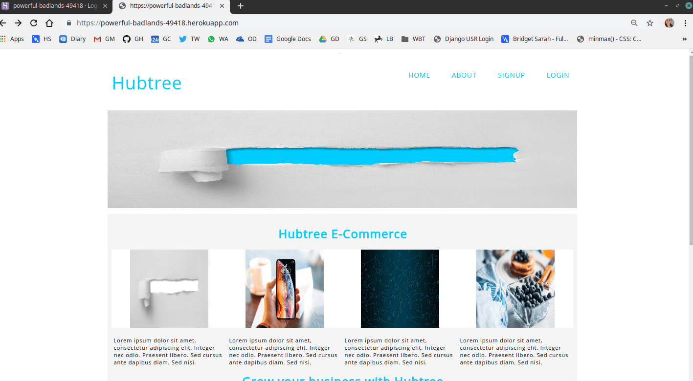 Django Deployed Heroku - Live - Hubtree Live - Success!